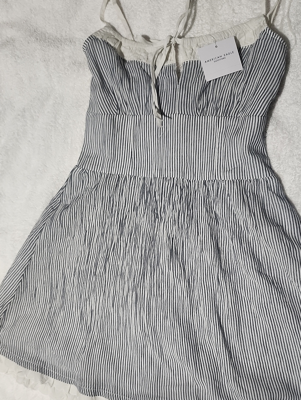 American Eagle Outfitters Navy & White Striped Sundress